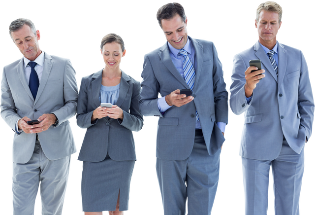 Transparent Business Team Using Smartphones in Formal Attire - Download Free Stock Videos Pikwizard.com