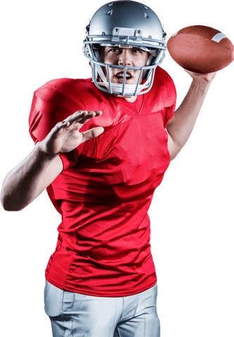 Transparent american football player in mid-throw