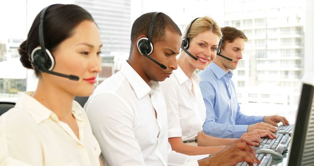 Diverse Customer Service Team Working in Modern Office - Download Free Stock Images Pikwizard.com