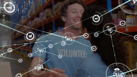 Volunteers Engaging in Warehouse Connected by Artificial Network