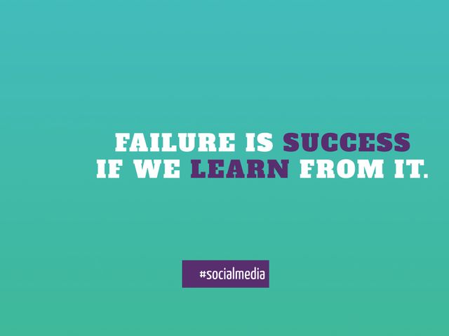 Bold white text on a teal background encourages resilience and personal growth by focusing on learning from failures. Ideal for use in social media posts, digital presentations, motivational posters, and educational materials to promote a growth mindset and encourage positive thinking.