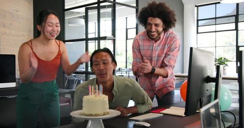 Office Birthday Celebration with Casual Team Atmosphere