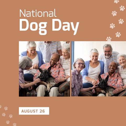 multiethnic seniors celebrating national dog day together - Download Free Stock Templates Pikwizard.com