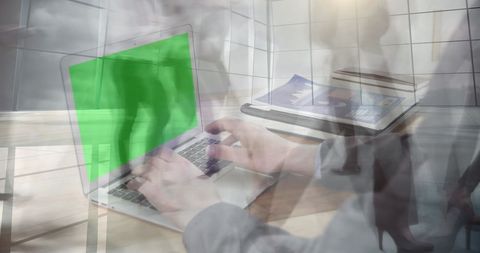 Green Screen Laptop with Modern Commuters Overlay - Download Free Stock Images Pikwizard.com
