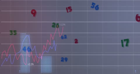 Colorful Charts and Numbers on Digital Grid Background