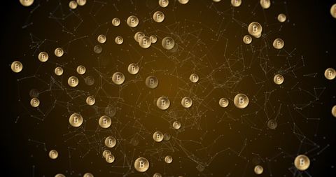 Glowing Bitcoin Symbols with Network Connections on Brown Background - Download Free Stock Images Pikwizard.com