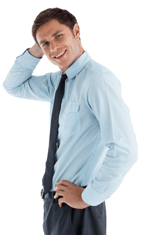 Transparent Background: Confident Businessman Posing Thoughtfully