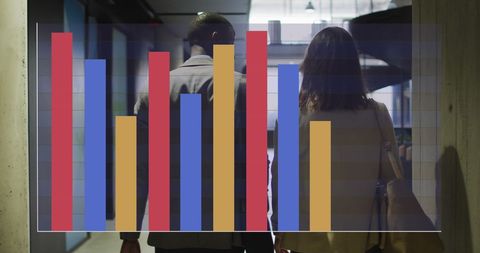 Diverse Colleagues Analyzing Graph Report in Office Corridor - Download Free Stock Images Pikwizard.com