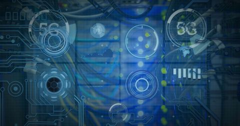 Futuristic Data Processing with 5G Technology Overlay - Download Free Stock Images Pikwizard.com