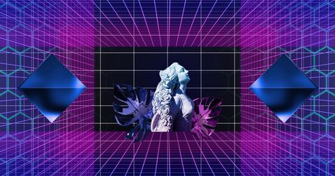 Futuristic Digital Composition with Statue and Grid Pattern - Download Free Stock Images Pikwizard.com
