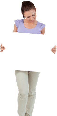 Smiling Woman Holding Blank Card on Transparent Background - Download Free Stock Videos Pikwizard.com