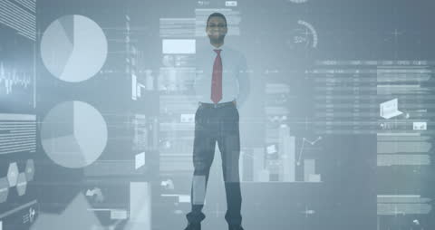 Confident Businessman in Digital Analytics Environment