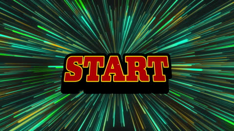 Neon Start Text with Radiant Light Trails