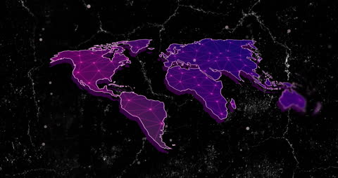 Global Network Connections on Dark Geometric World Map