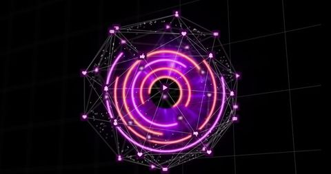 Neon Digital Network Abstract with Tech Connections