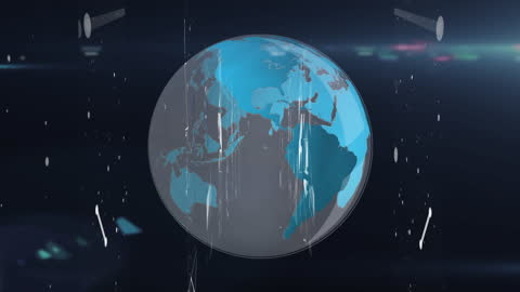 Animated Globe in Digital Space Representing Global Connectivity
