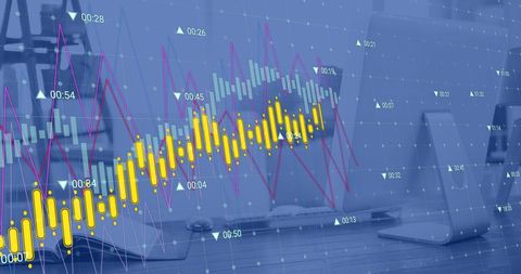Financial Data Graph Overlay in Modern Office Environment - Download Free Stock Images Pikwizard.com