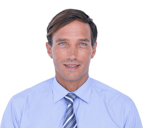 Transparent Portrait of Confident Businessman in Blue Shirt and Tie