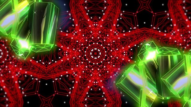 This visually captivating image showcases a dynamic blend of neon diamonds and vivid red kaleidoscopic patterns set against a dark background. The symmetric arrangement and luminous lighting enhance its modern and futuristic feel. Ideal for use in multimedia projects, graphic design, digital art displays, and as vibrant background visuals in presentations to add an energetic and contemporary aura.