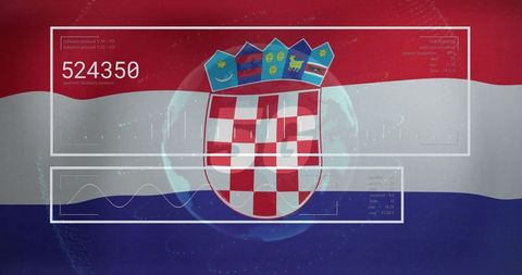 Croatian flag hologram futuristic hud design display interface