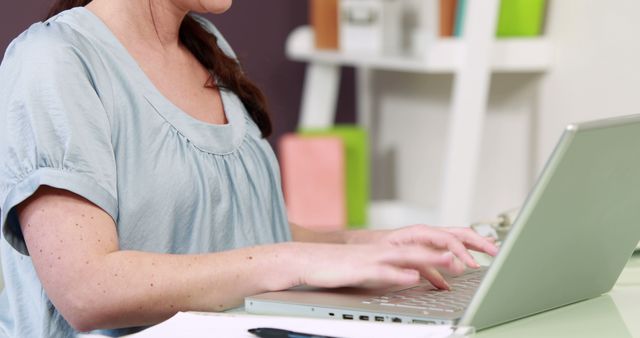 Woman Typing on Laptop at Desk - Download Free Stock Images Pikwizard.com