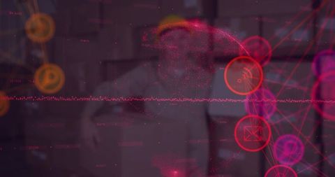 Augmented Reality Network Connections Overlay on Warehouse Worker