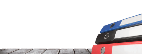 Stack of document binders on transparent background