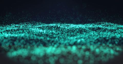 Snowfall Over Glowing Green Abstract Mesh