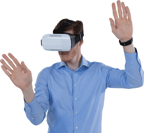 Caucasian Businessman Experiencing VR on Transparent Background - Download Free Stock Videos Pikwizard.com