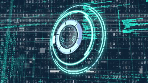 Futuristic Digital Interface with Pulsing Data Circles