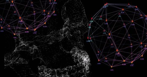 Glowing 3D DNA Strand with Data Nodes on Dark Background - Download Free Stock Images Pikwizard.com