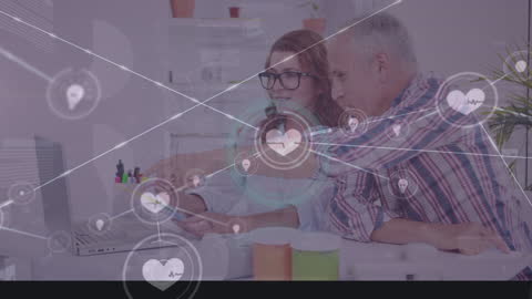 Business Colleagues Working with Futuristic Global Network Overlay