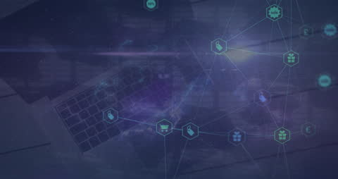 Digital Business Interface Links on Laptop Display