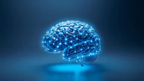 Futuristic Brain Model with Glowing Neural Network