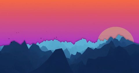 Vibrant Digital Mountain Landscape with Sunset - Download Free Stock Images Pikwizard.com