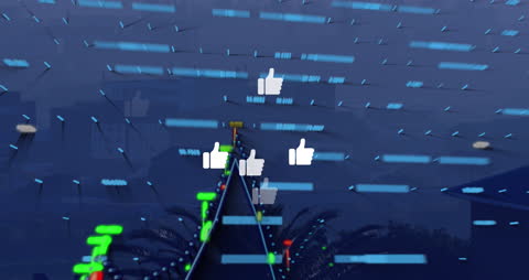 Digital Interface with Data Streams and Media Icons