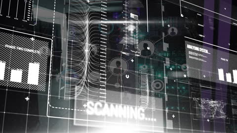 Digital Shield Animation Over Cityscape with Data Visualization