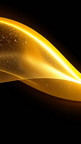 Materializing Golden Ribbon Undulating Through Black Void | Luminous Vertical Abstract
