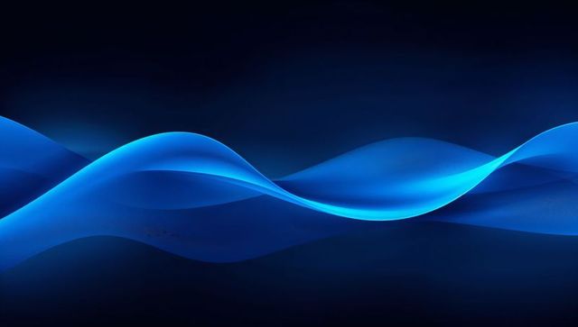 Flowing Layered Blue Ribbons Creating Soft Glow Gradient with Translucent Wave Depth