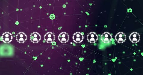 Digital networking conceptual grid with virtual icons