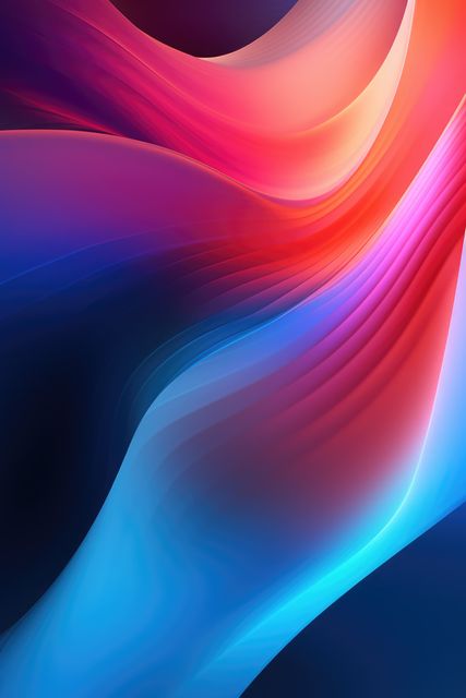 Colorful abstract waves in vibrant shades of red, blue, and pink fluidly intertwining in a modern design. Ideal for background, graphic design, posters, web design, and decorative purposes.