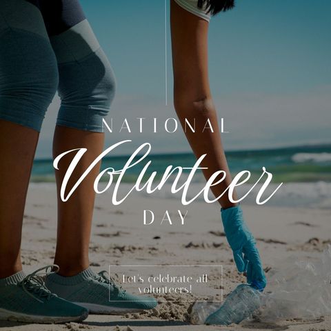 empowering volunteers cleaning beach for national volunteer day - Download Free Stock Templates Pikwizard.com