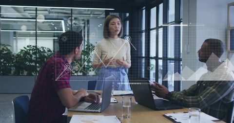 Business meeting innovative data presentation collaboration