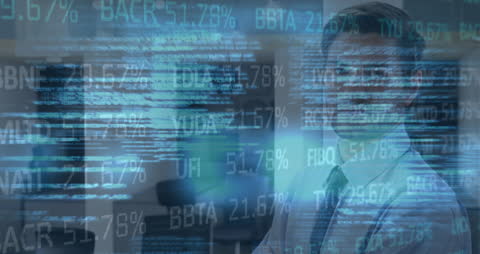 Digital Stock Market Analytics with Businessman Overlaid