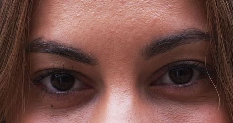 Close-up of Middle-aged Female Eyes with Natural Skin Texture