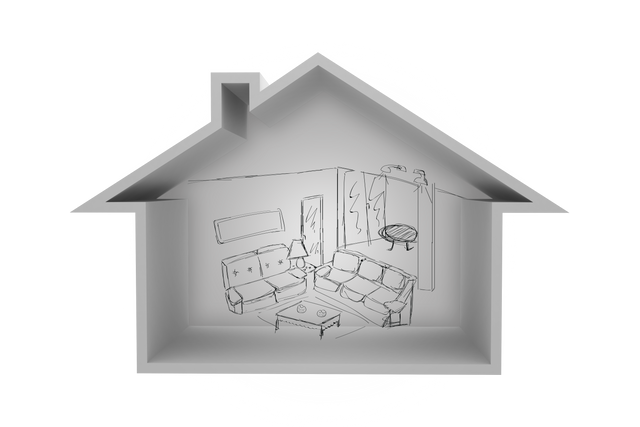 Transparent House Vector with Hand-Drawn Interior Concept - Download Free Stock Videos Pikwizard.com