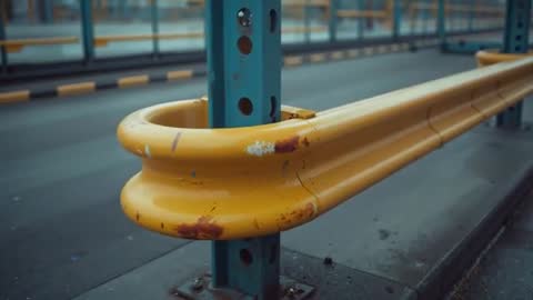 Rust and Weathering on Industrial Safety Barrier