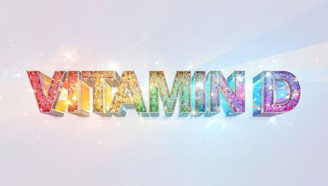 Shimmering 3d typography vitamin d with prismatic glitter and gemlike facets