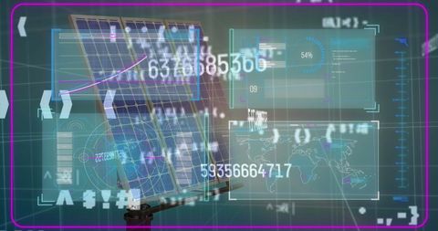 Digital Data Overlay on Solar Panel Grid Interface - Download Free Stock Images Pikwizard.com