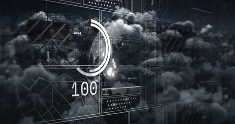 Digital Data Visualization Over Dark Cloudy Sky - Download Free Stock Images Pikwizard.com